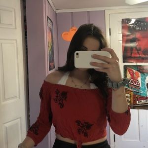 Coral Off-the-Shoulder Blouse